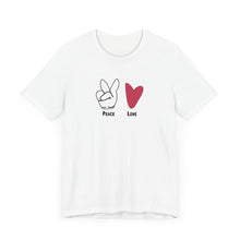 Load image into Gallery viewer, Peace and Love Mens Womens T Shirt